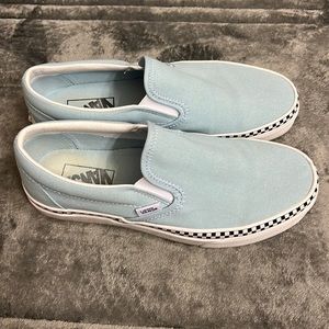 Cinderella blue Slip on Vans w/checkers